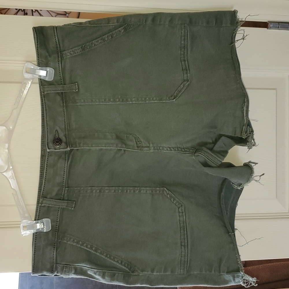 Green Jean shorts